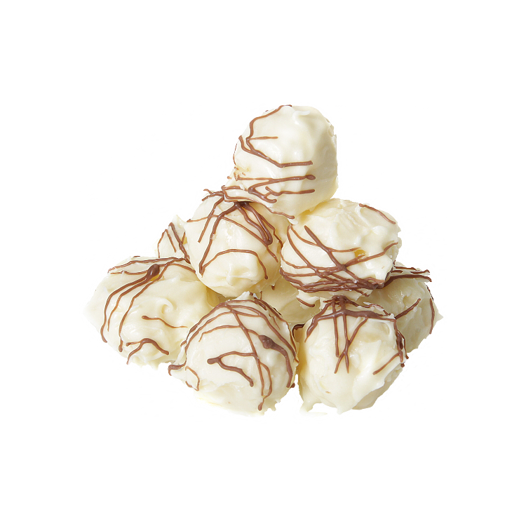 A pile of white chocolate Ginger chocolate truffle