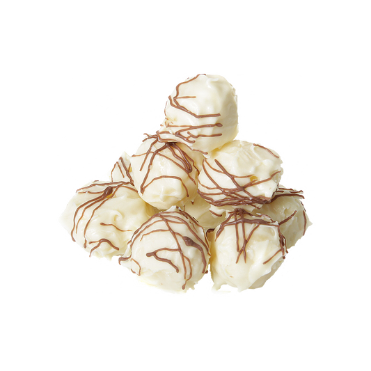 A pile of white chocolate Ginger chocolate truffle