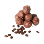 A pile of Coffee Chocolate Truffle with coffee beans scattered around.