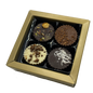 Gold coloured box of 4 chocolate bon bons