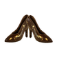 Two Gold Cinderella Slippers sitting heel to heel